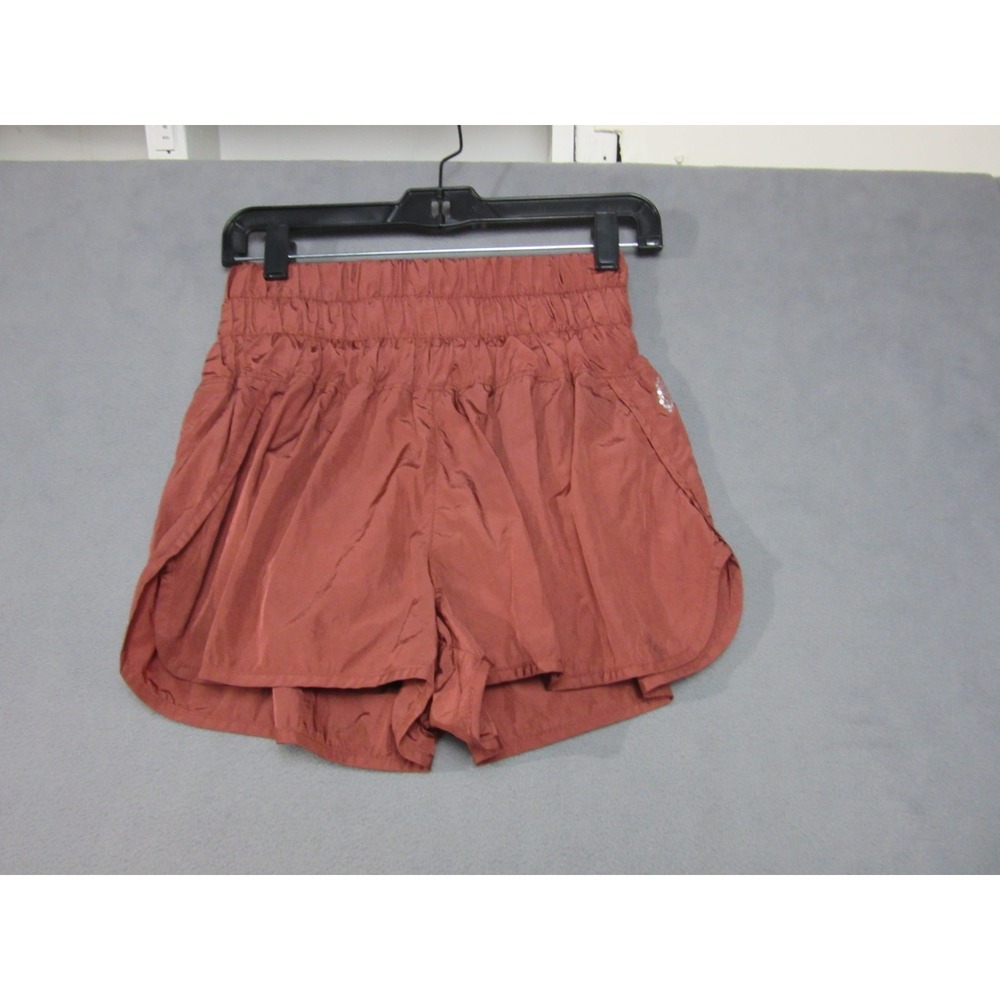 Free People Shorts Women Small Red The Way Home FP Movement Smocked High Waist